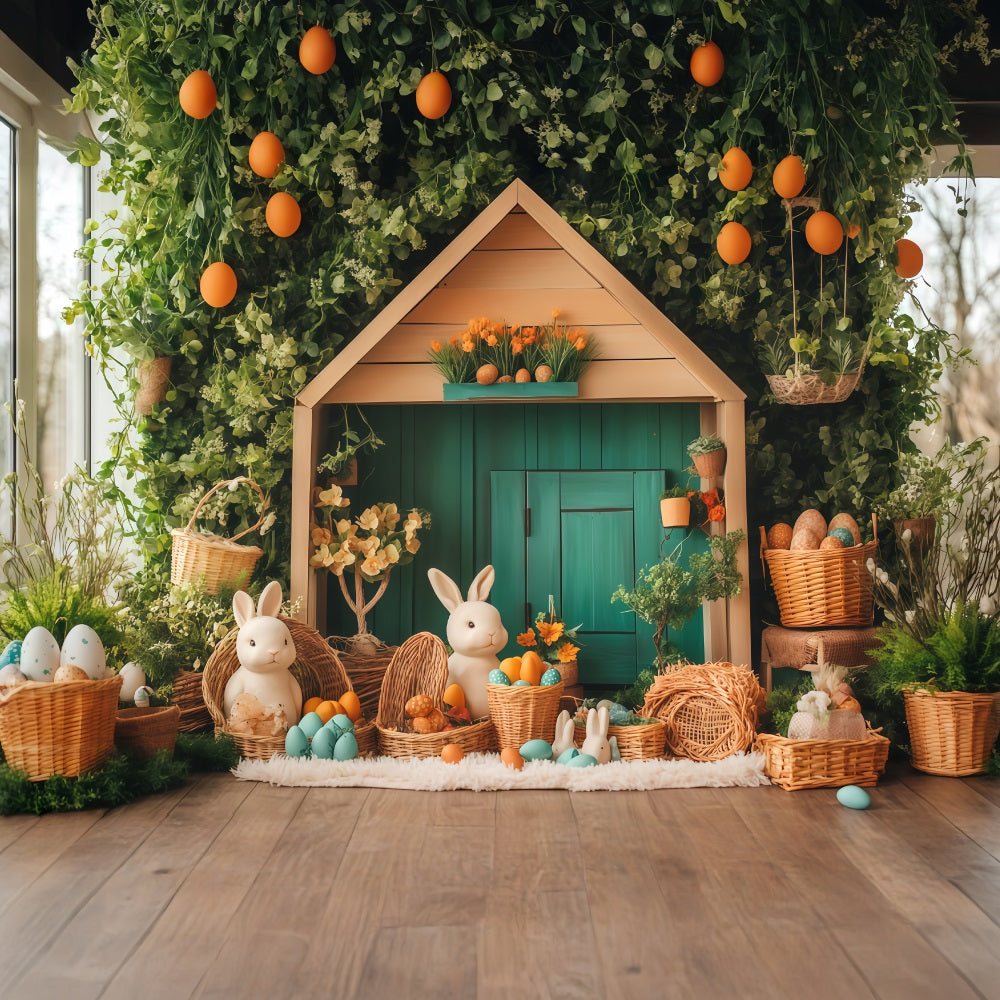 Easter Backdrops Pastel Cottage Bunny Easter Photo Booth Backdrop MRR11-85