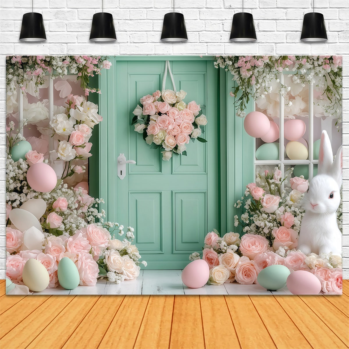 Easter Bunny Backdrop Garden Cottage Bunny Setup Easter Egg Backdrop MRR11-89