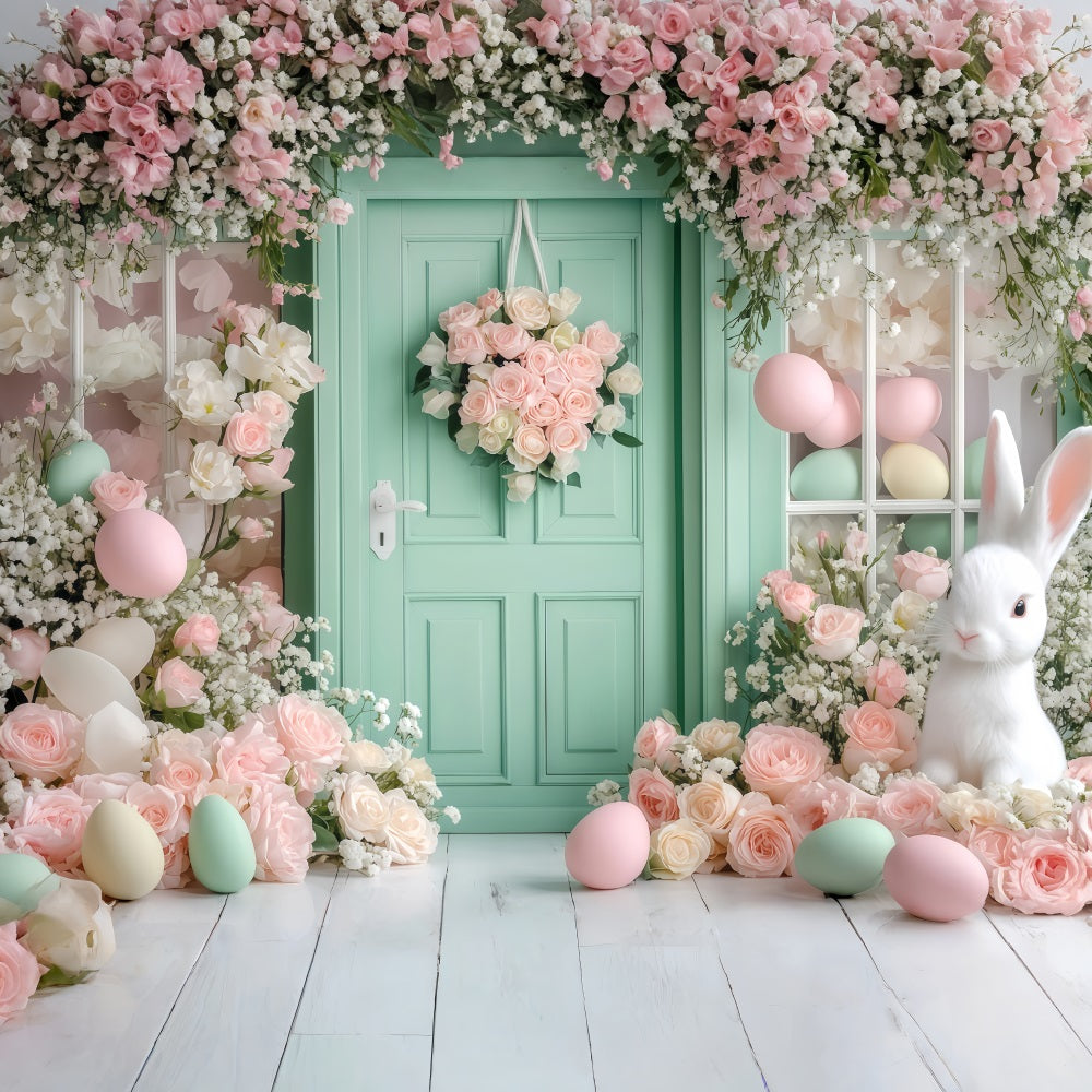 Easter Bunny Backdrop Garden Cottage Bunny Setup Easter Egg Backdrop MRR11-89