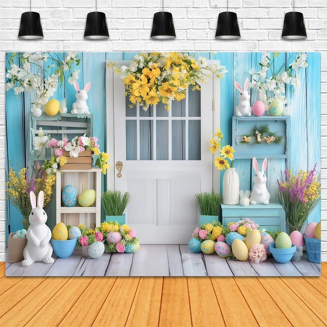 Easter Photography Backdrops Vintage Door Floral Easter Egg Backdrop MRR11-90
