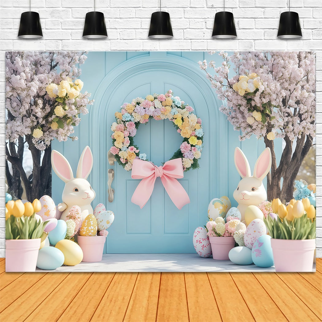 Easter Photo Booth Backdrop Cherry Blossom Lantern Path Bunny Backdrop MRR11-91