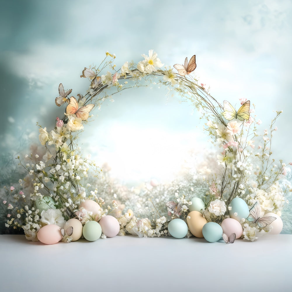Easter Backdrop Pastel Door Bunny Welcome Easter Egg Hunt Backdrop MRR11-95