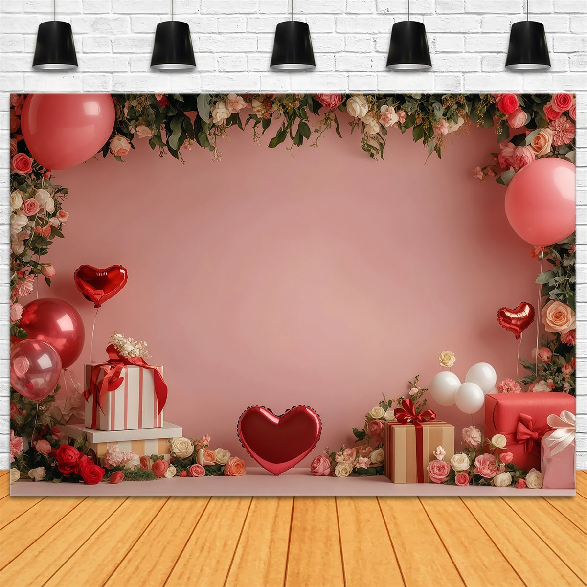 Valentines Backdrop Romantic Pink Gift Garden Valentines Day Backdrop MRR11-97