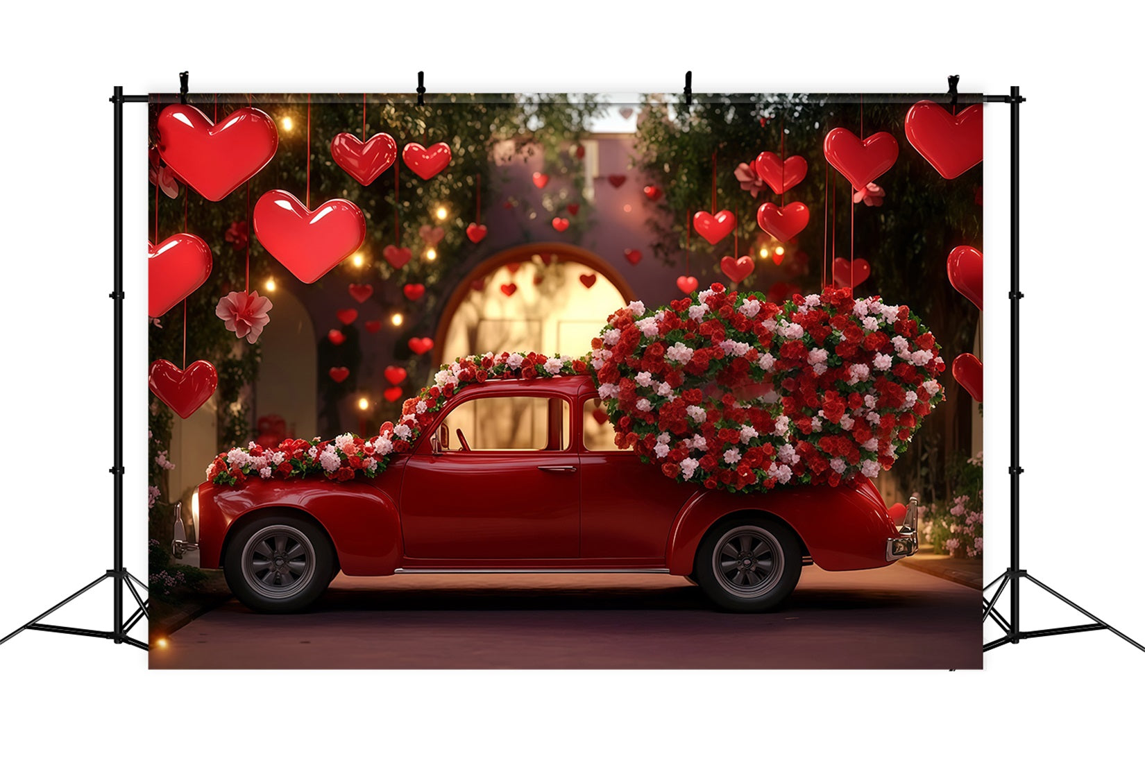 Valentines Day Backdrop Red Vintage Love Car Valentines Backdrop MRR11-98