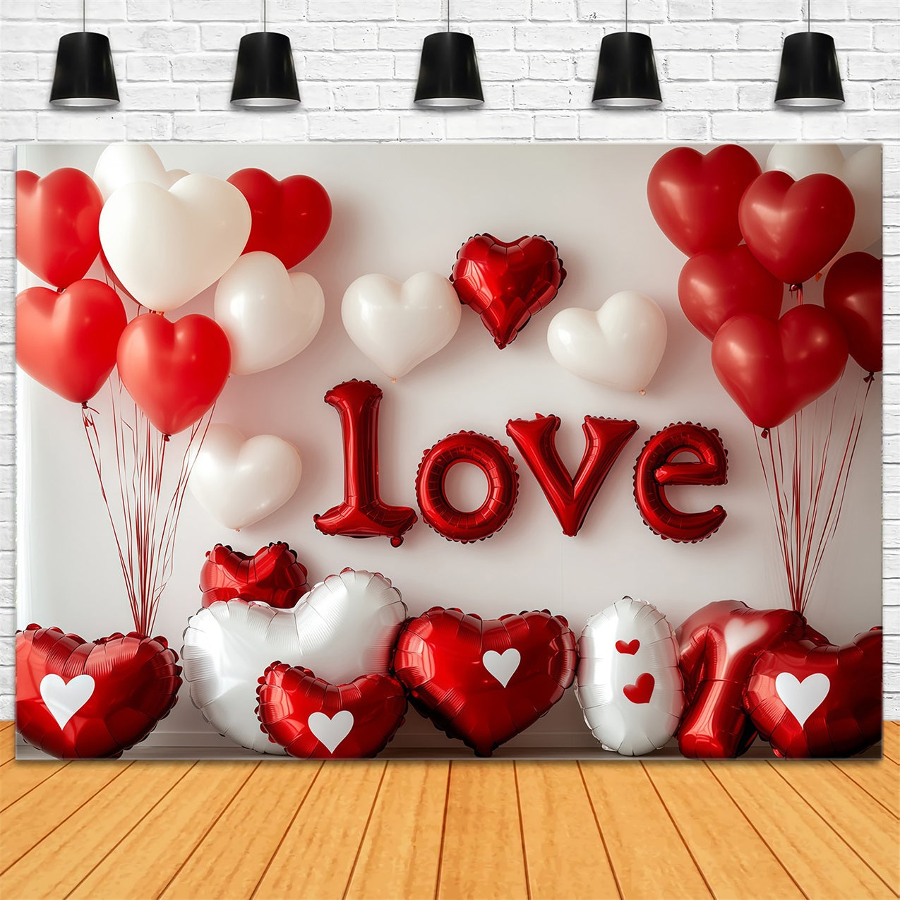 Valentine Balloon Backdrop Heart Balloon Love Valentine's Day Backdrop MRR11-99