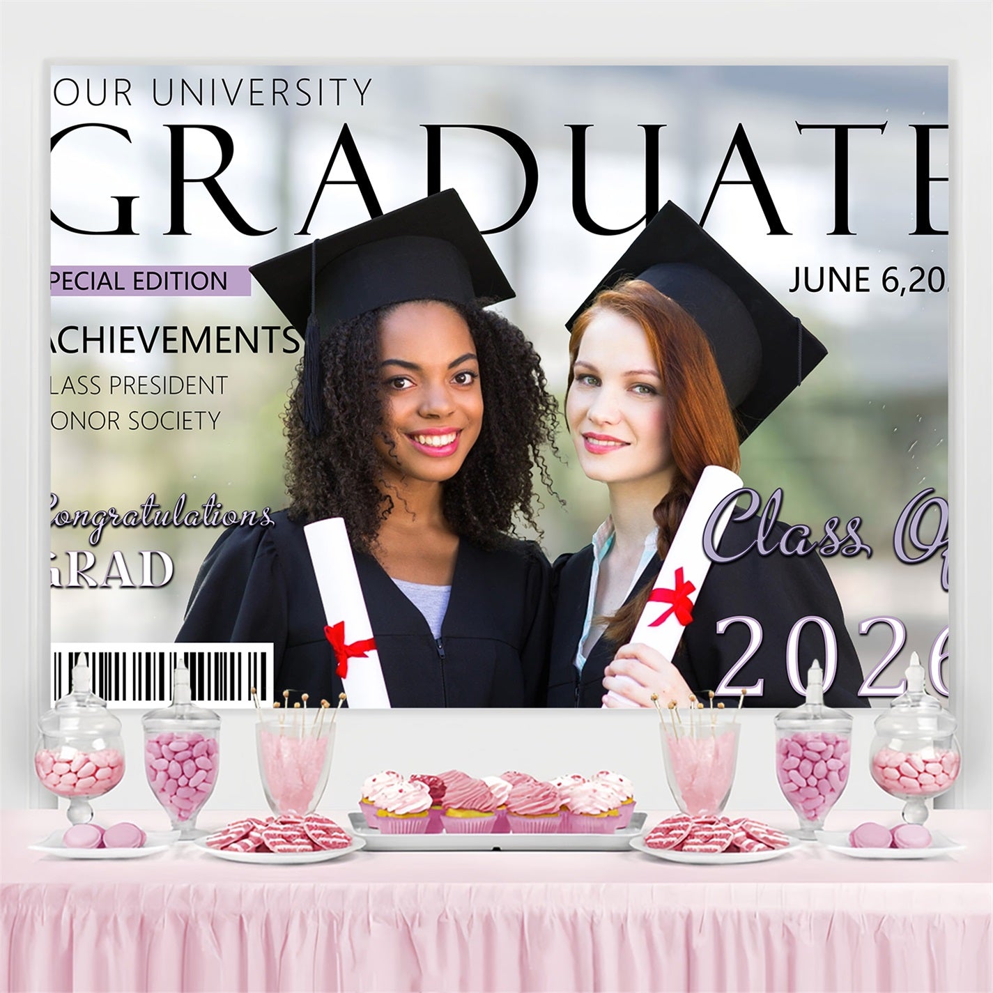 Graduation Backdrops Magazine Cover Personalised Party Graduation Back