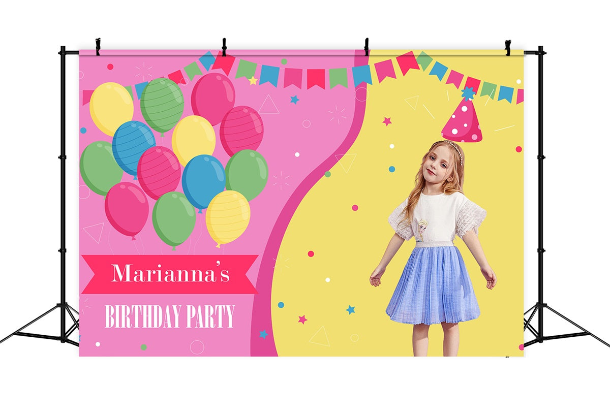 Custom Birthday Party Backdrop Colorful Balloon Fun Backdrop MRR3-18
