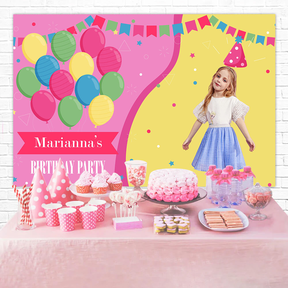 Custom Birthday Party Backdrop Colorful Balloon Fun Backdrop MRR3-18