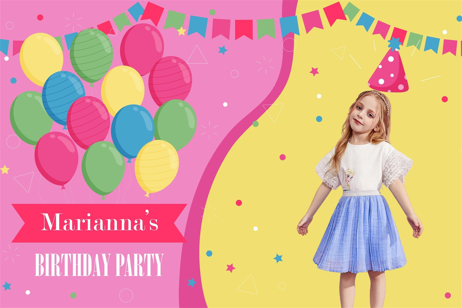 Custom Birthday Party Backdrop Colorful Balloon Fun Backdrop MRR3-18