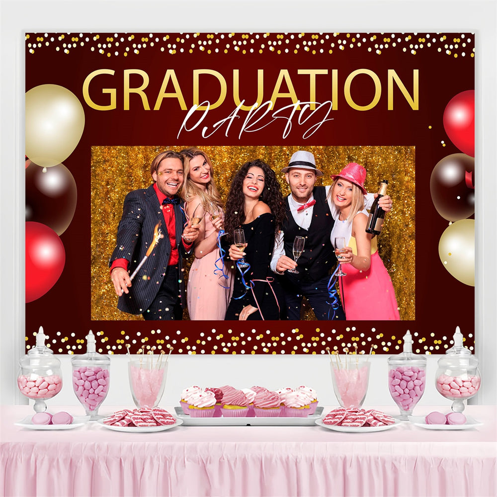 Graduation Backdrop Confetti Balloon Custom Party Graduation Backdrop