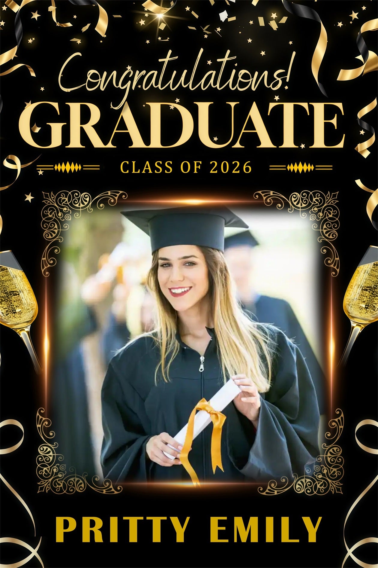 Graduation Backdrop Ideas Toast Confetti Personalized Party Graduation