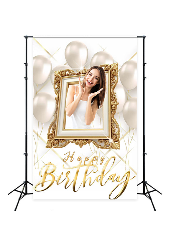 Personalized Birthday Backdrop Gold Frame Balloon Backdrop MRR3-26