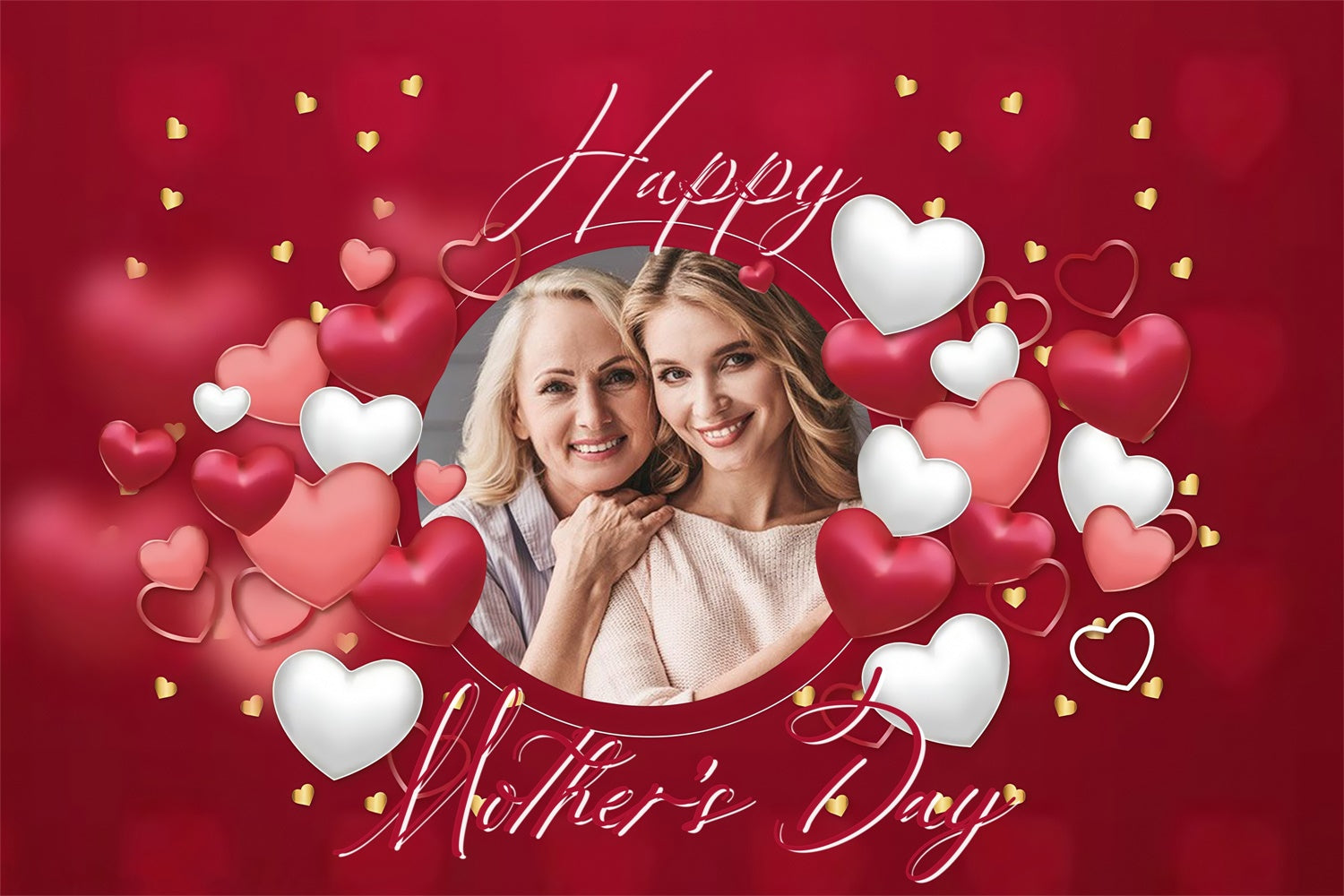 Backdrops For Mother's Day Romantic Red Heart Customized Backdrop MRR3-82