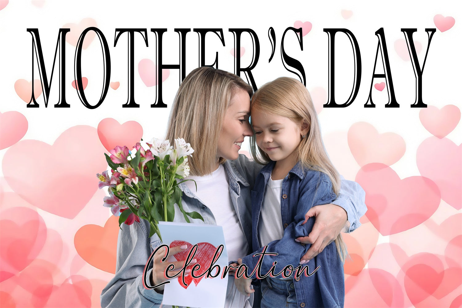Mothers Day Backdrops Sweet Love Hearts Personalized Backdrop MRR3-84