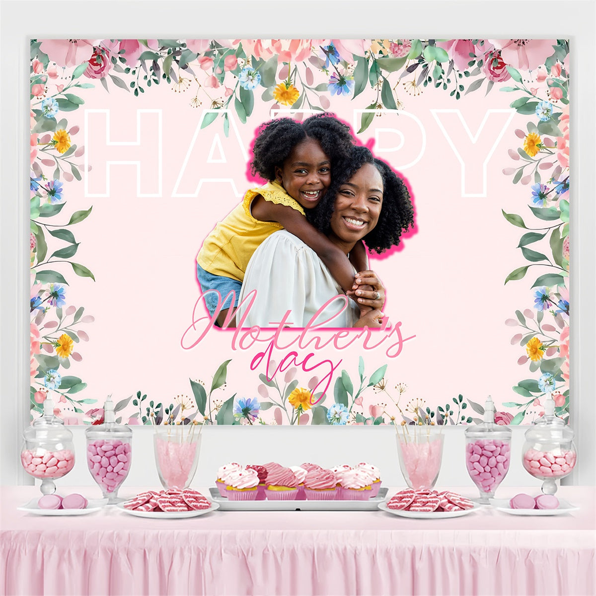 Mothers Day Backdrops Pastel Blooms Celebration Custom Backdrop MRR3-89