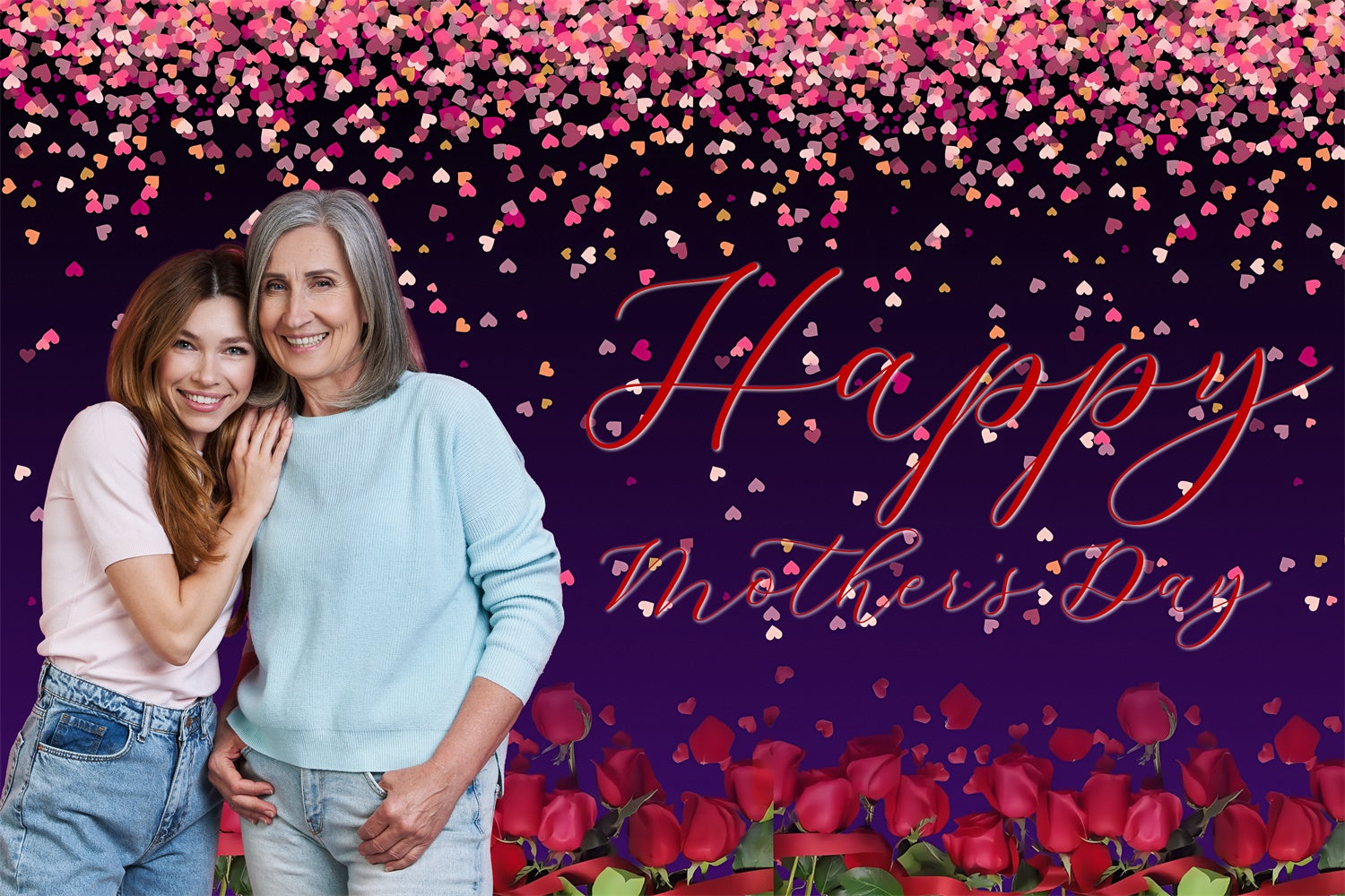 Mother's Day Backdrop Romantic Night Rose Customized Backdrop MRR3-92