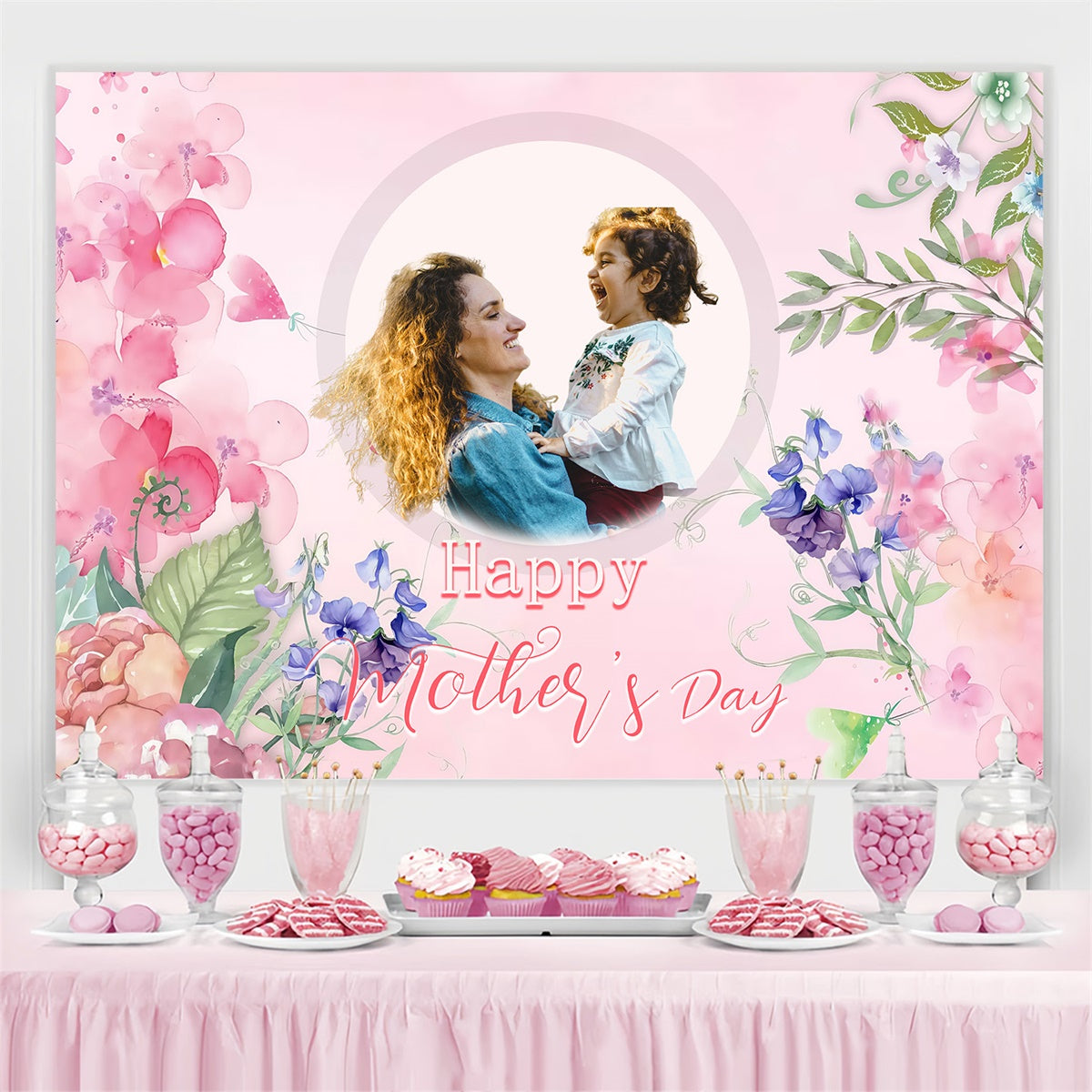 Backdrops For Mother's Day Dreamy Floral Hug Customized Backdrop MRR3-96