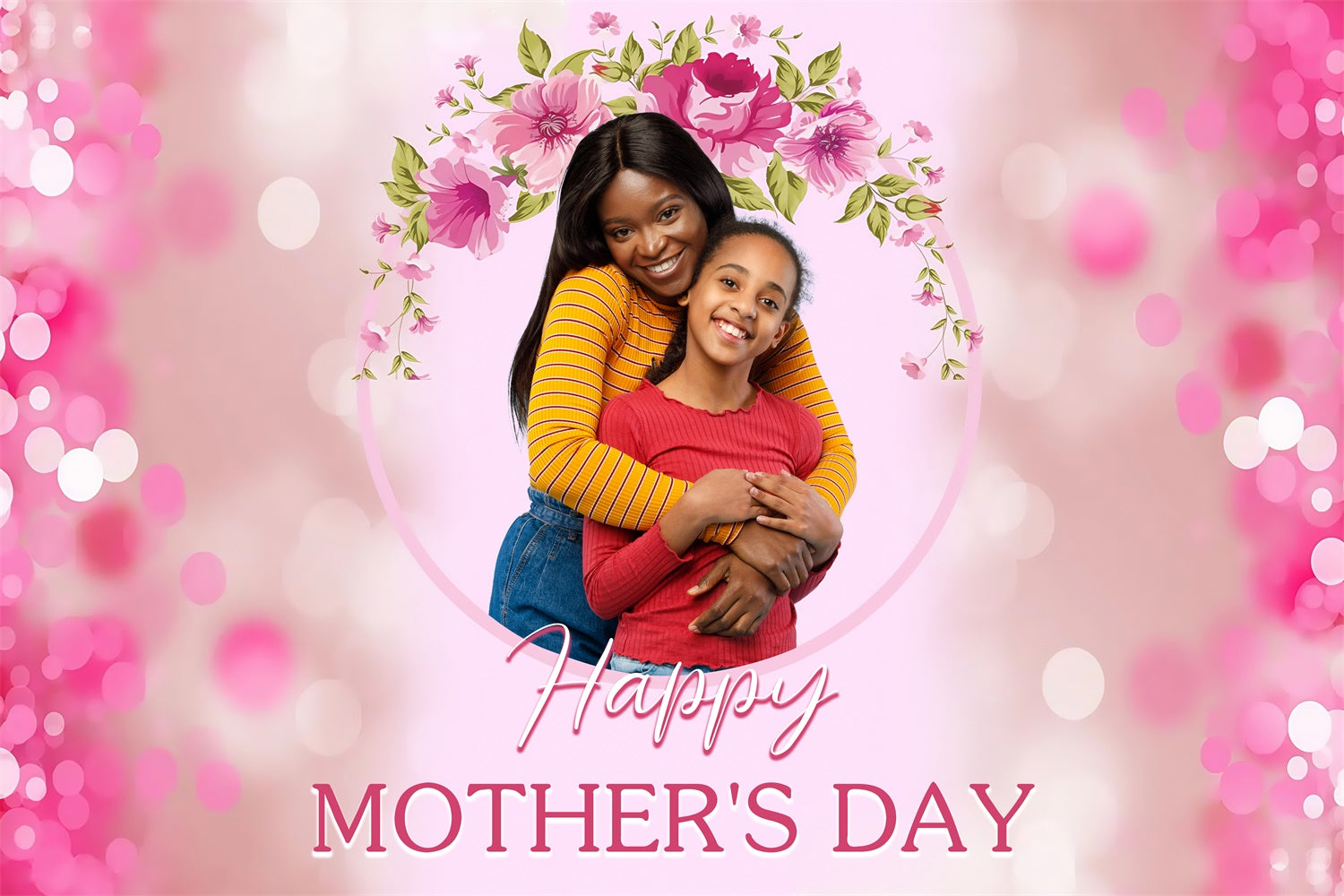 Mothers Day Backdrop Gentle Bloom Pink Personalized Backdrop MRR3-97