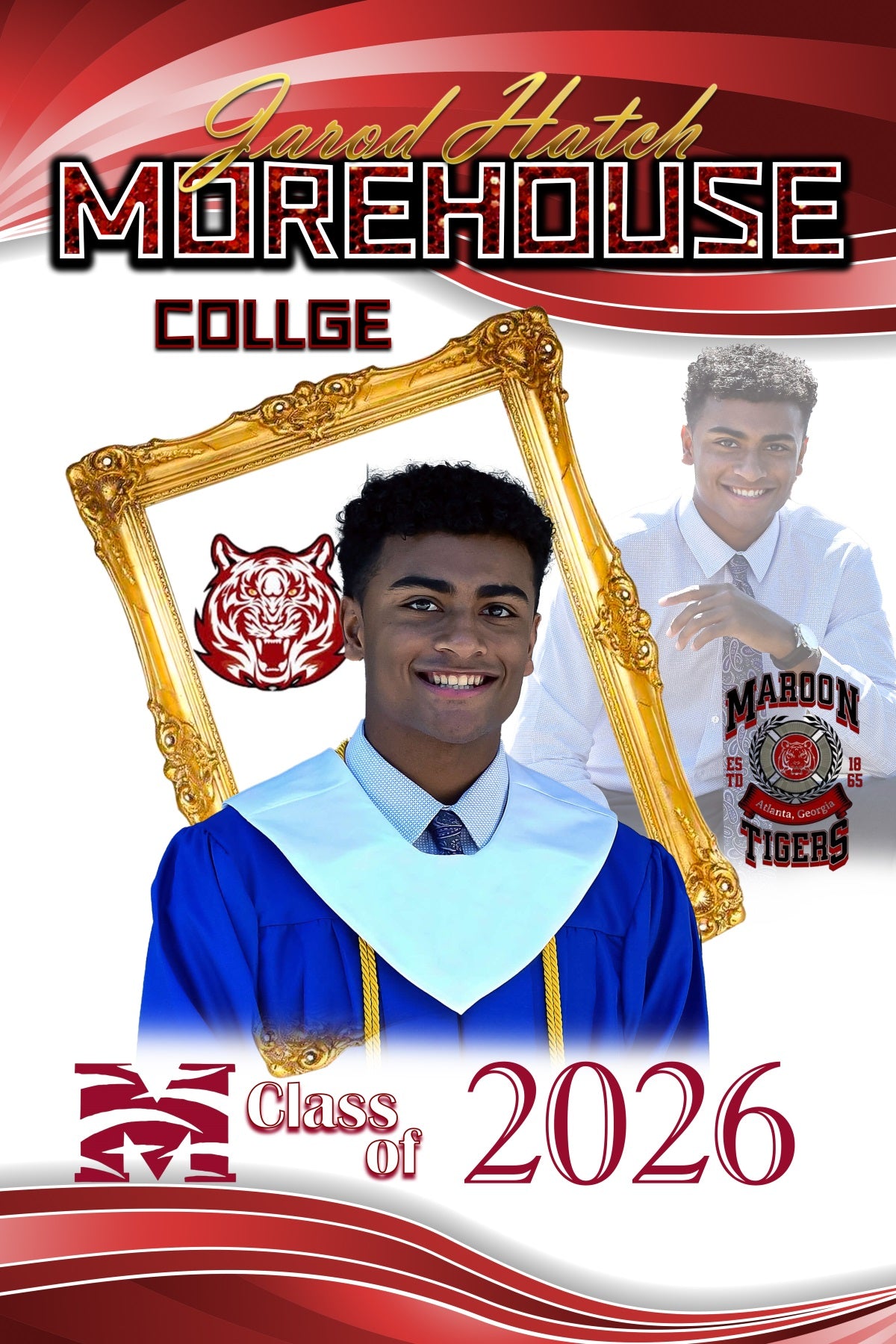 Customized Graduation Backdrop Gold Frame College Graduation Party Backdrop MRR4-23