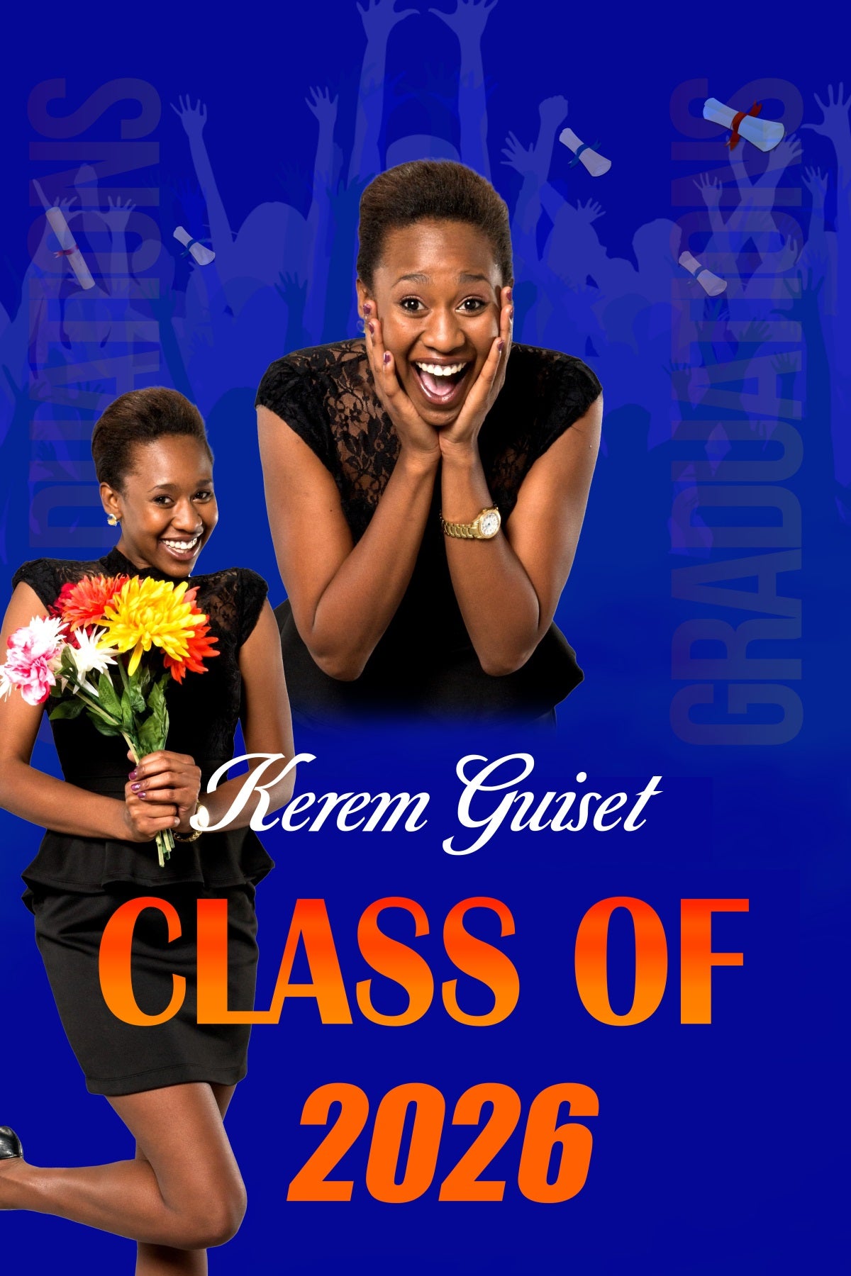 Custom Graduation Backdrop Blue Celebration Graduation Party Backdrop MRR4-30