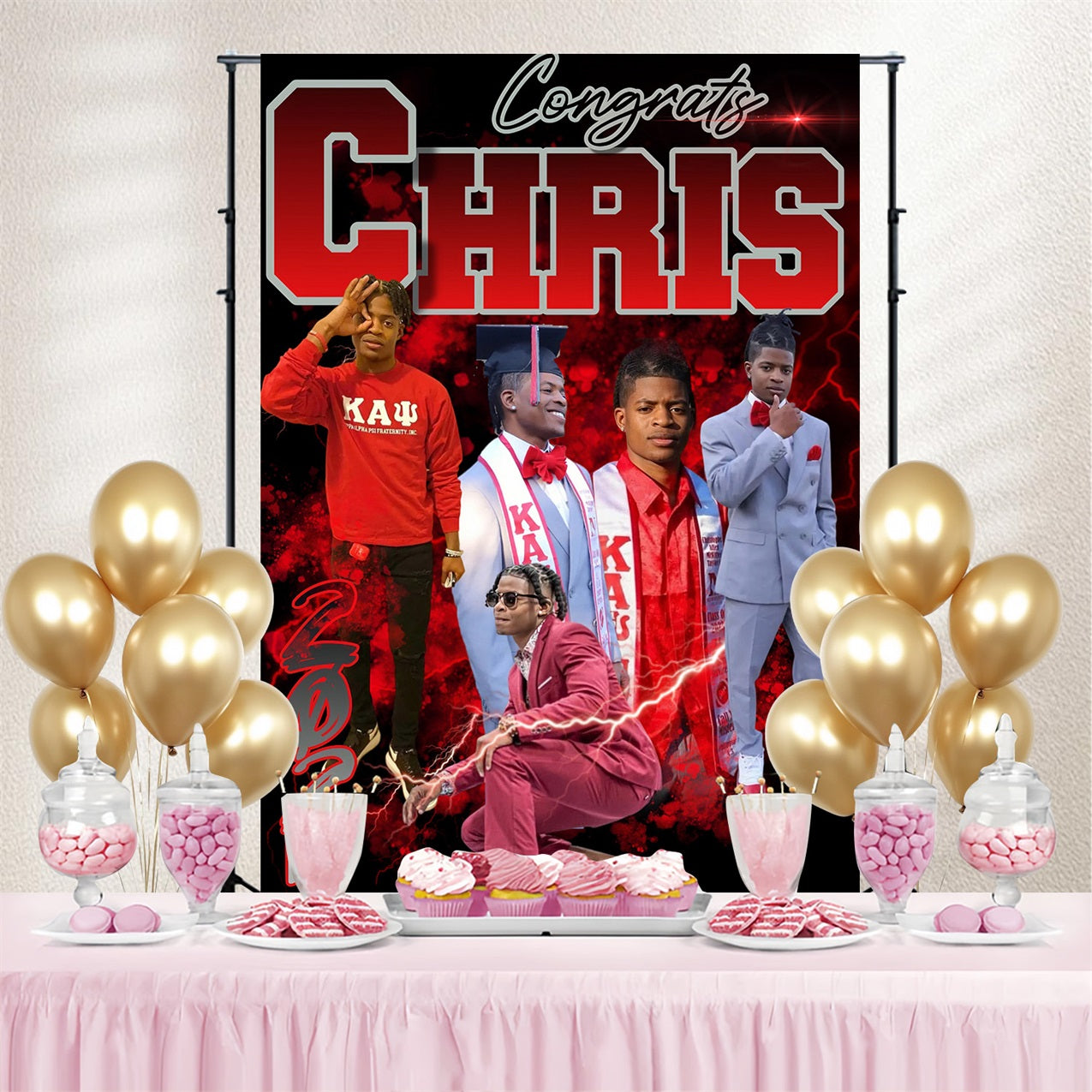 2025 Graduation Backdrop Red Energy Personalized Party Graduation Backdrop MRR4-50