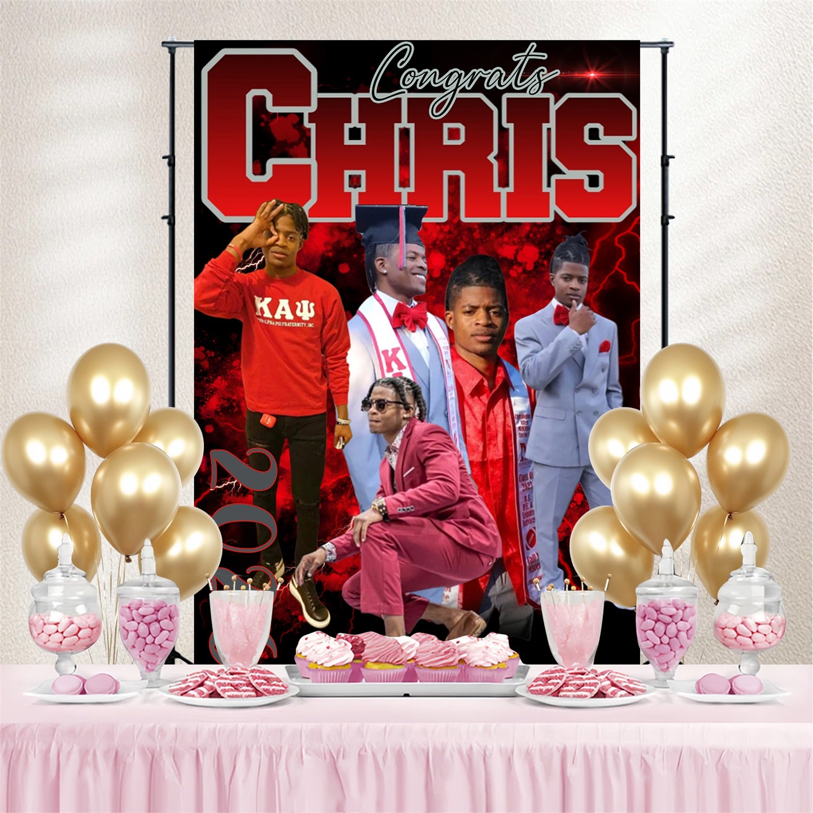 2026 Graduation Backdrop Red Energy Personalized Party Graduation Backdrop MRR4-50