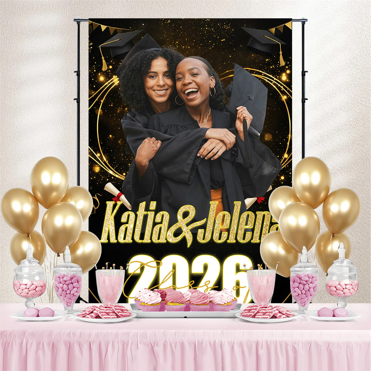 Graduation Backdrop Photoshoot 2026 Glittering Journey Customized Part