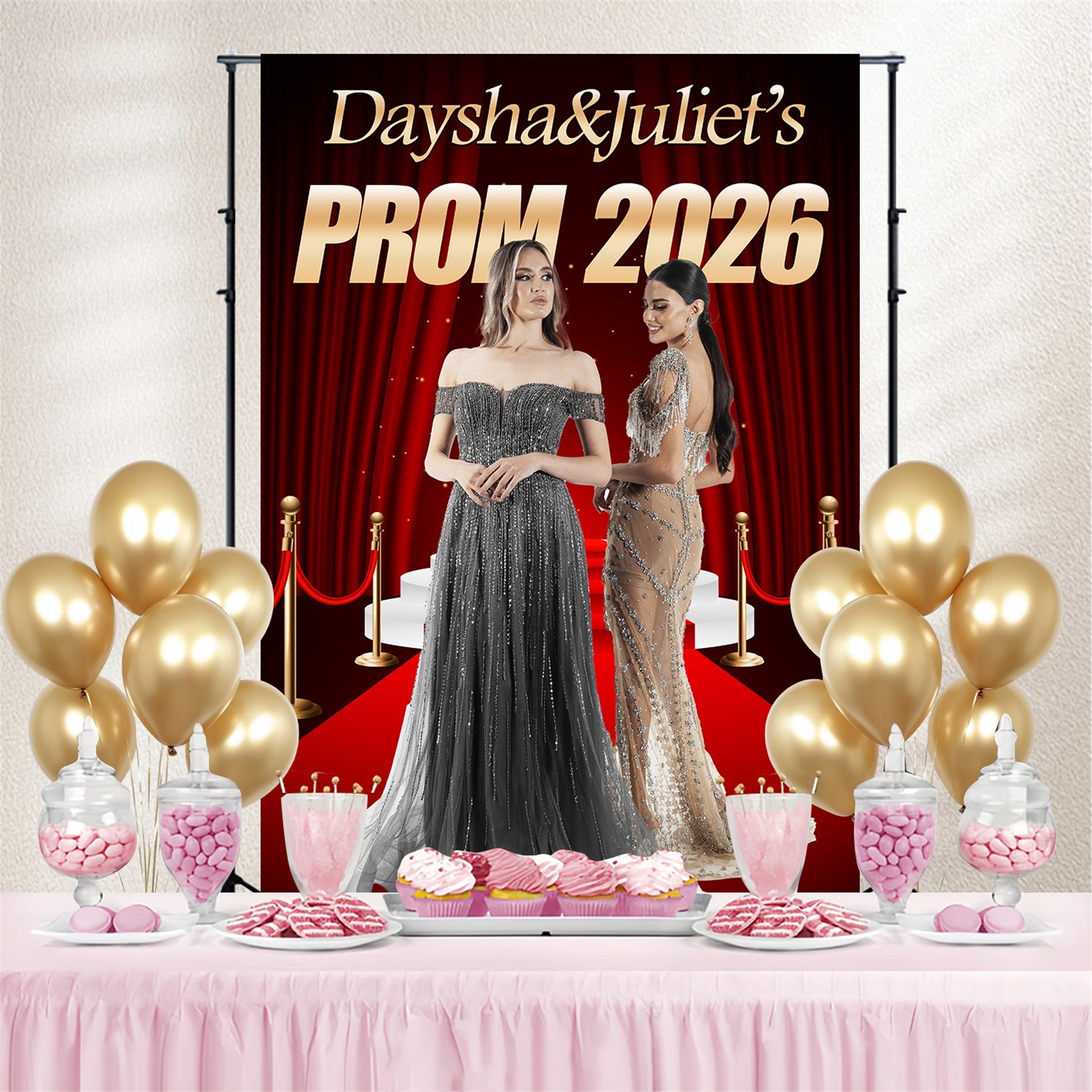 Graduation Backdrop Red Carpet Glamour Custom Party Graduation Backdrop MRR4-53