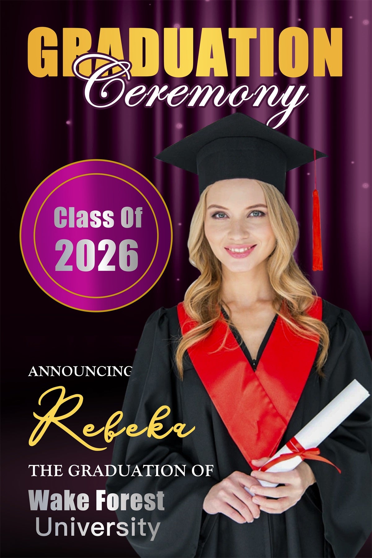 Graduation Backdrop Photoshoot Purple Lights Stage Customized Party Graduation Backdrop MRR4-55