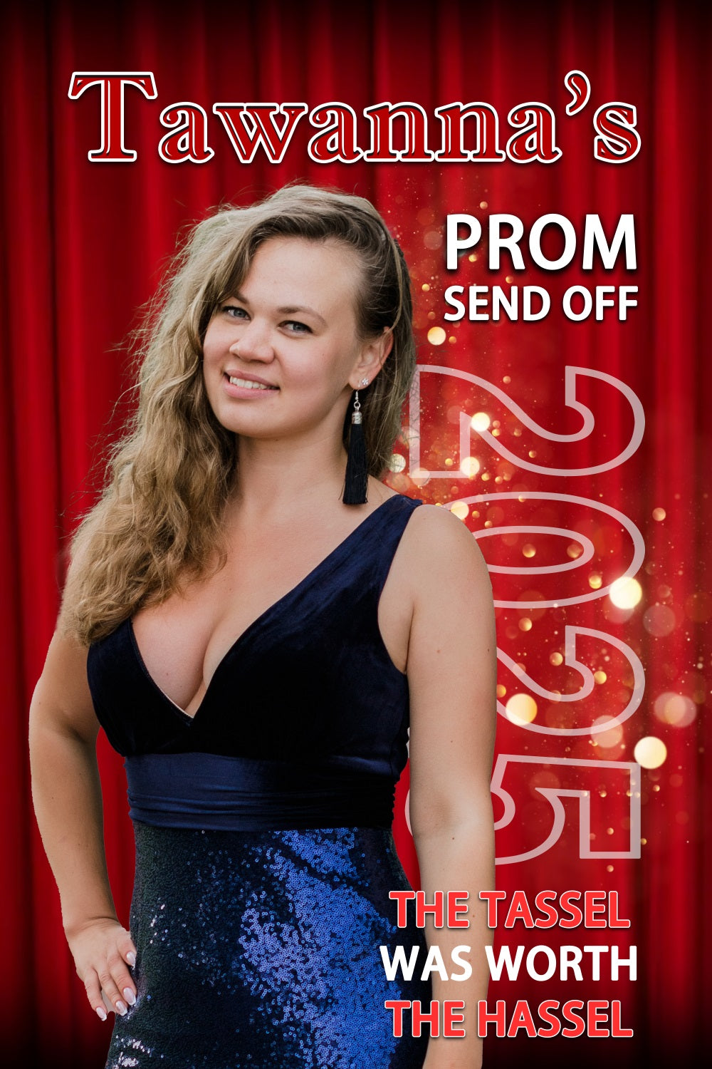 Prom Night Backdrop Red Curtain Personalized Party Graduation Backdrop MRR4-58