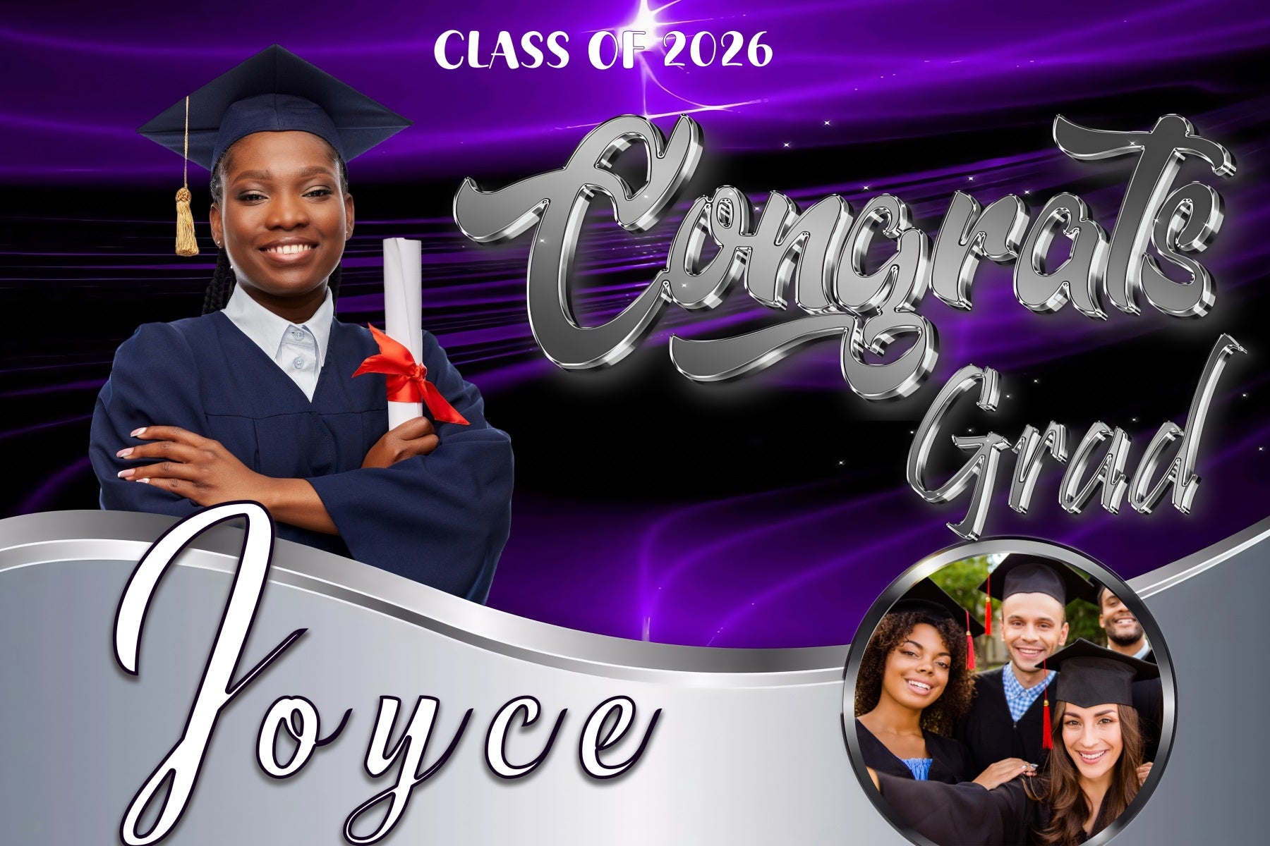 Personalized Graduation Backdrop Elegant Purple Graduation Party Backdrop MRR4-7