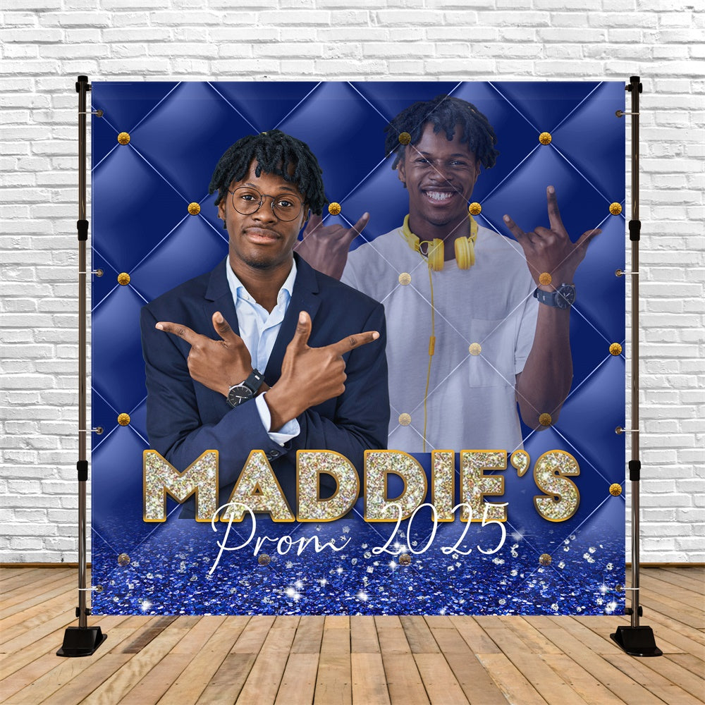 Prom 2025 Backdrop Midnight Blue Shine Custom Graduation Party Backdrop MRR5-12