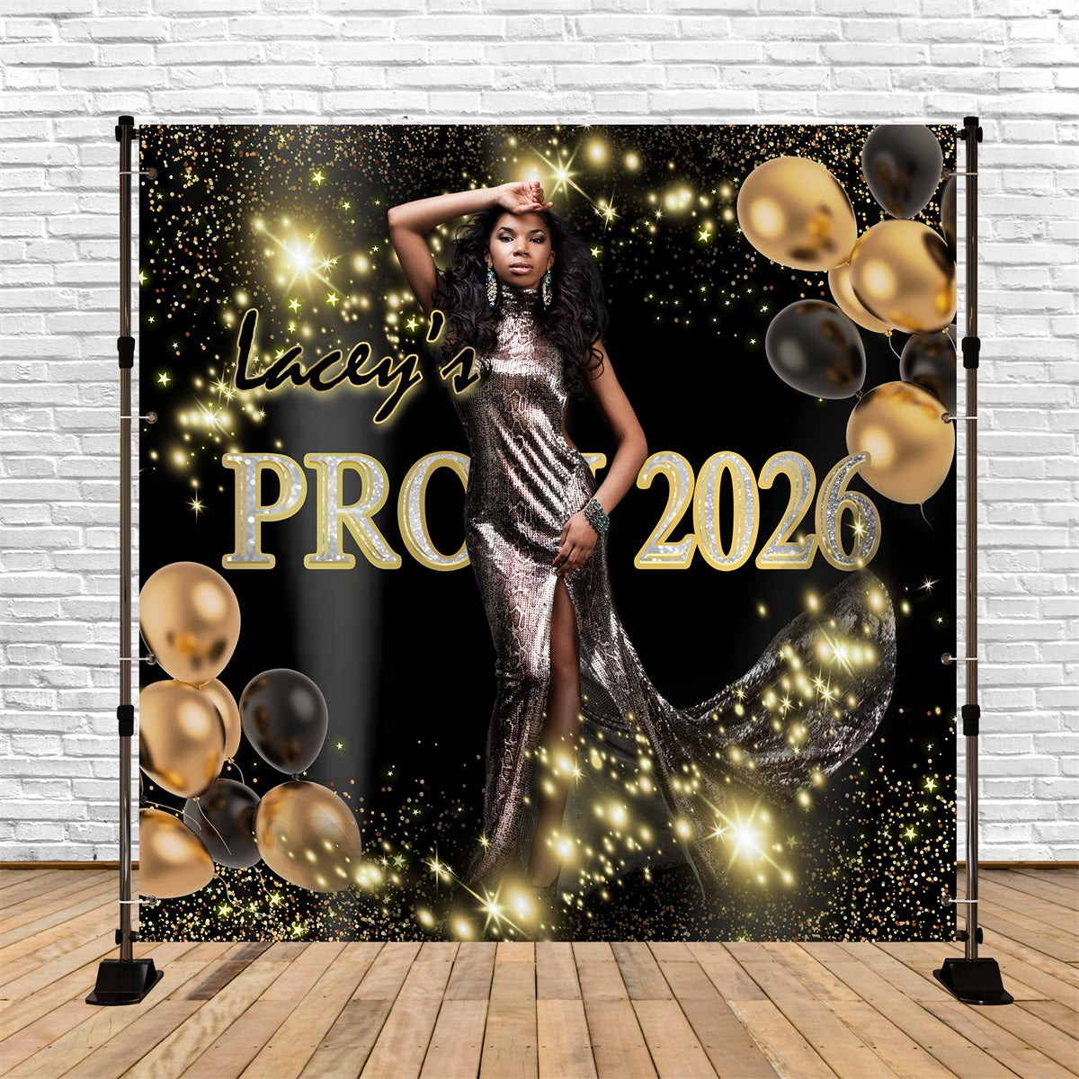 Prom Backdrops Glitter Balloons Glam Customized Graduation Party Backdrop MRR5-18