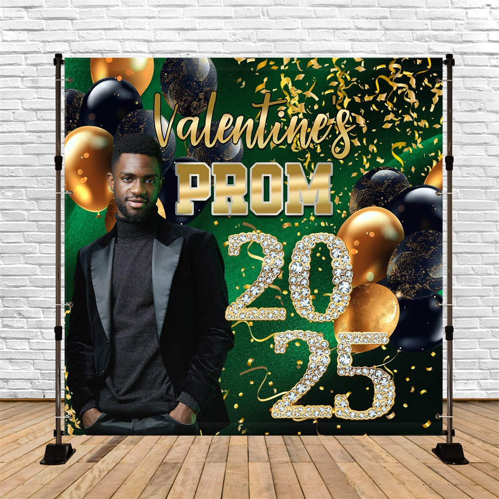 Prom Photo Backdrop Dark Green Glamour Customized Graduation Party Bac