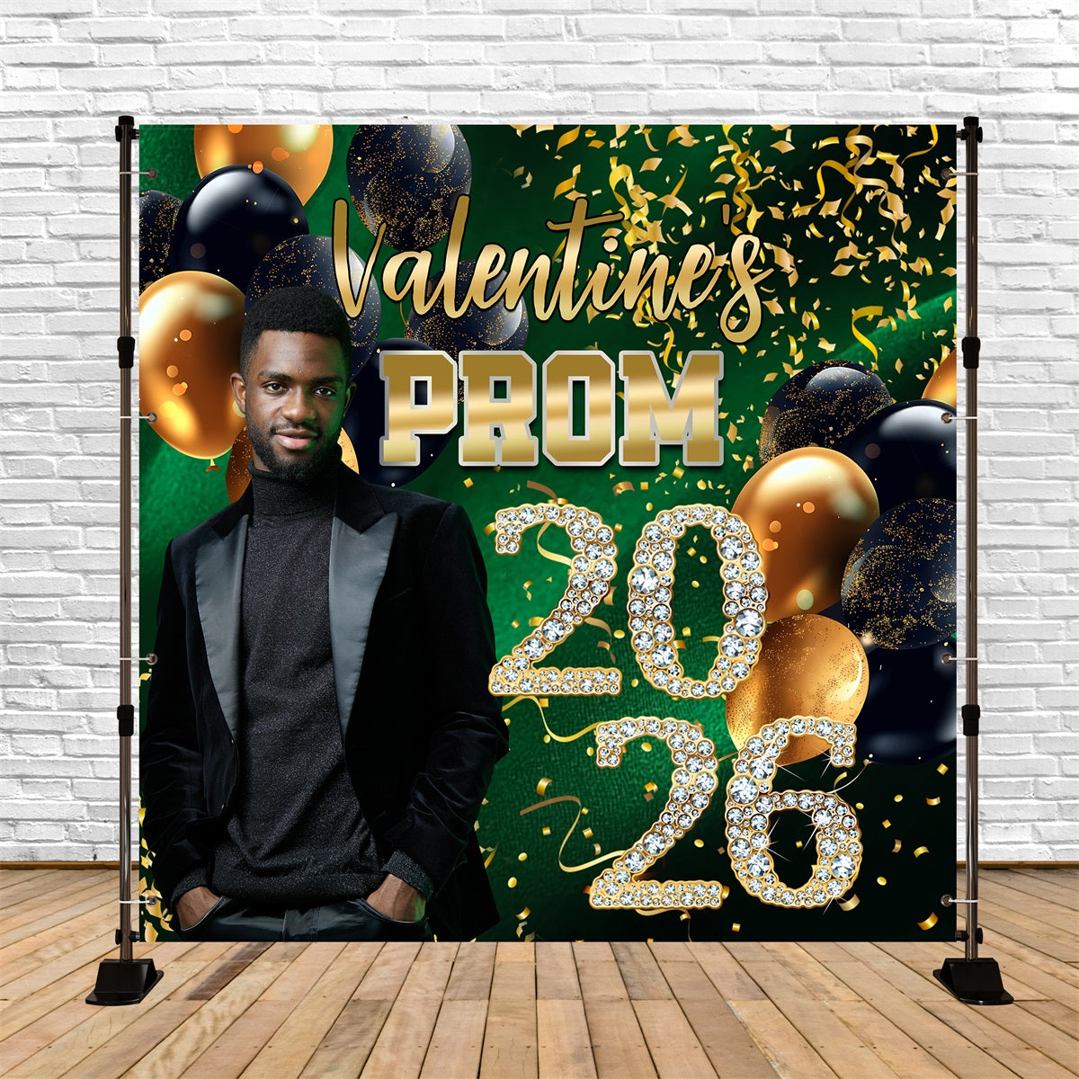 Prom Photo Backdrop Dark Green Glamour Customized Graduation Party Backdrop MRR5-20
