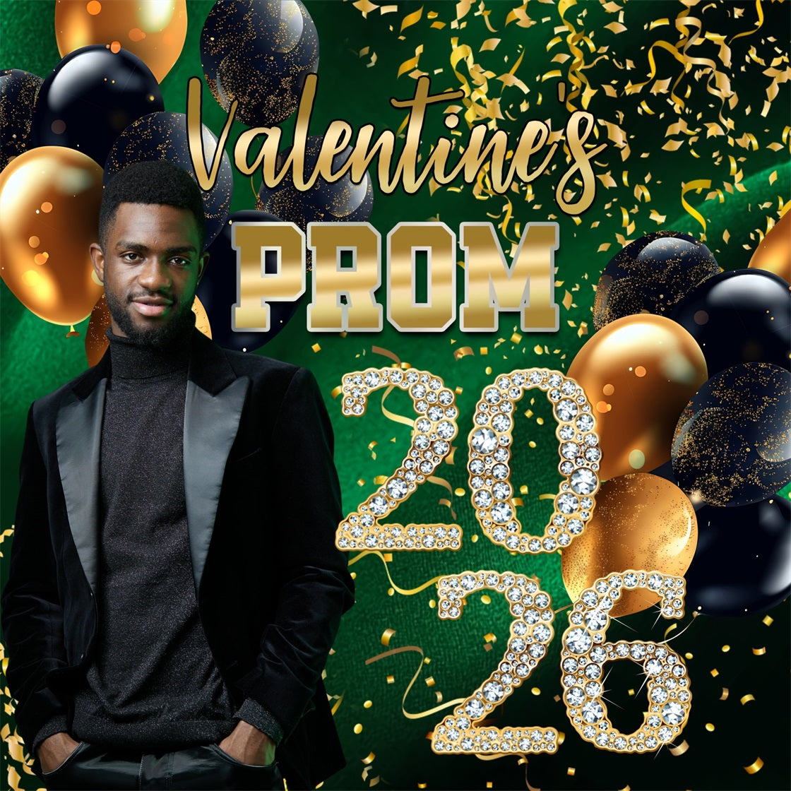 Prom Photo Backdrop Dark Green Glamour Customized Graduation Party Backdrop MRR5-20