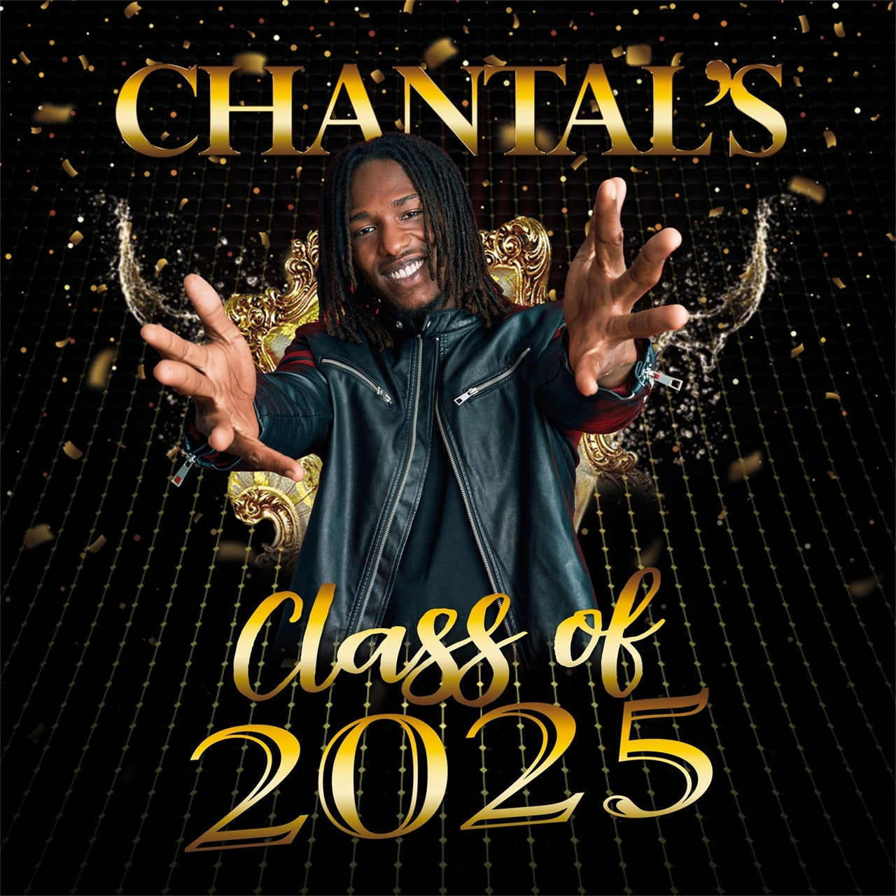 2025 Graduation Backdrop Gold Confetti Customized Graduation Party Backdrop MRR5-28