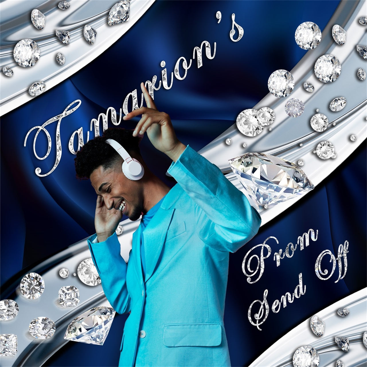 Prom Photo Backdrop Silver Diamond Customized Graduation Party Backdrop MRR5-3