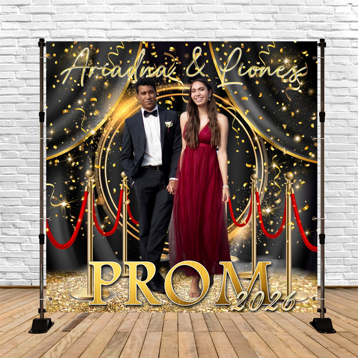 Prom Photo Backdrop Luxury Golden Stage Custom Graduation Party Backdr