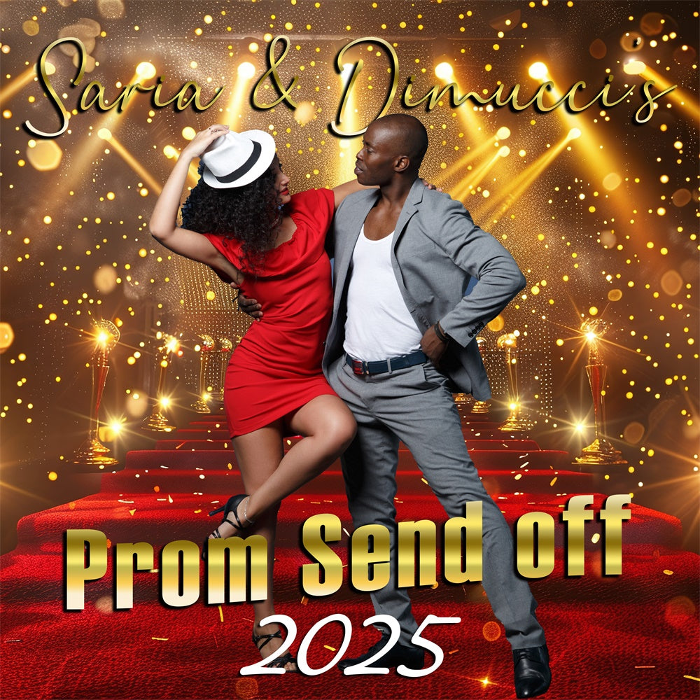Prom 2025 Backdrop Red Carpet Spotlight Custom Graduation Party Backdrop MRR5-37