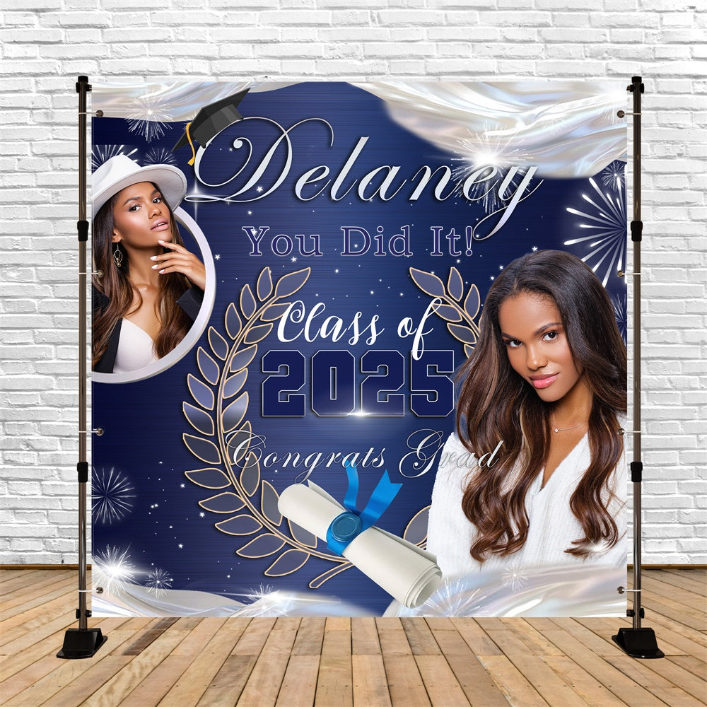 Graduated Backdrop Fireworks Night Backdrop Custom Graduation Party Backdrop MRR5-4