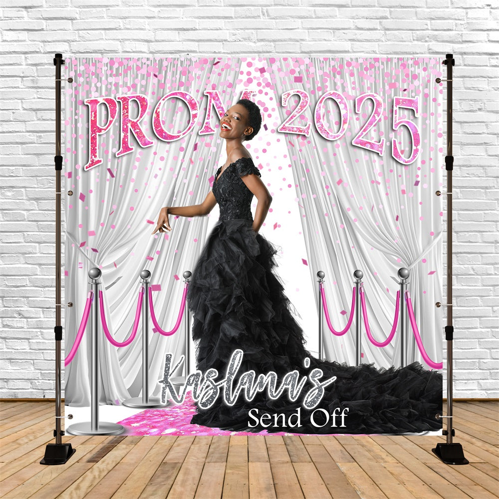 Prom Backdrops Confetti White Curtain Customized Graduation Party Backdrop MRR5-40