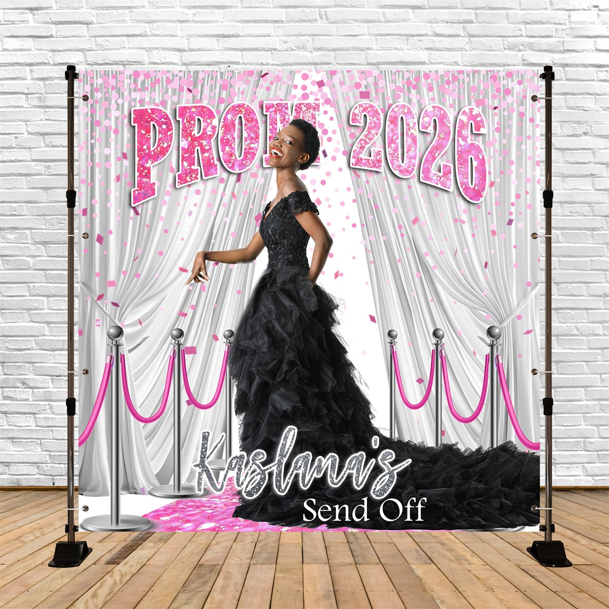 Prom Backdrops Confetti White Curtain Customized Graduation Party Back