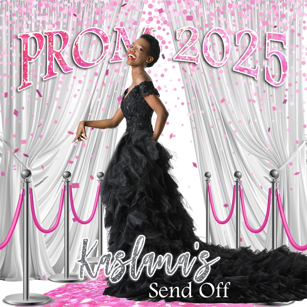 Prom Backdrops Confetti White Curtain Customized Graduation Party Backdrop MRR5-40