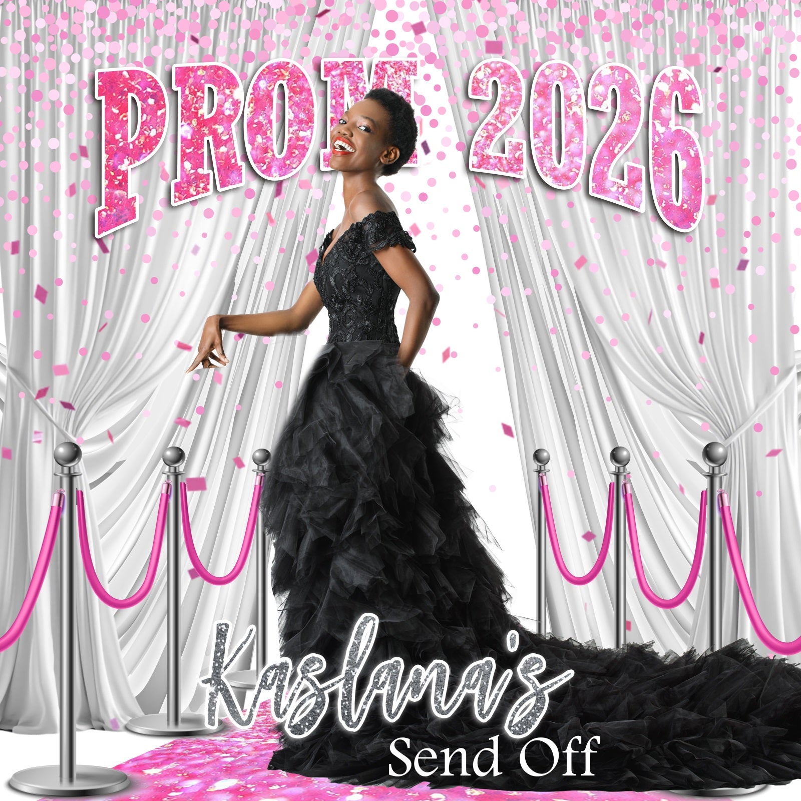 Prom Backdrops Confetti White Curtain Customized Graduation Party Backdrop MRR5-40
