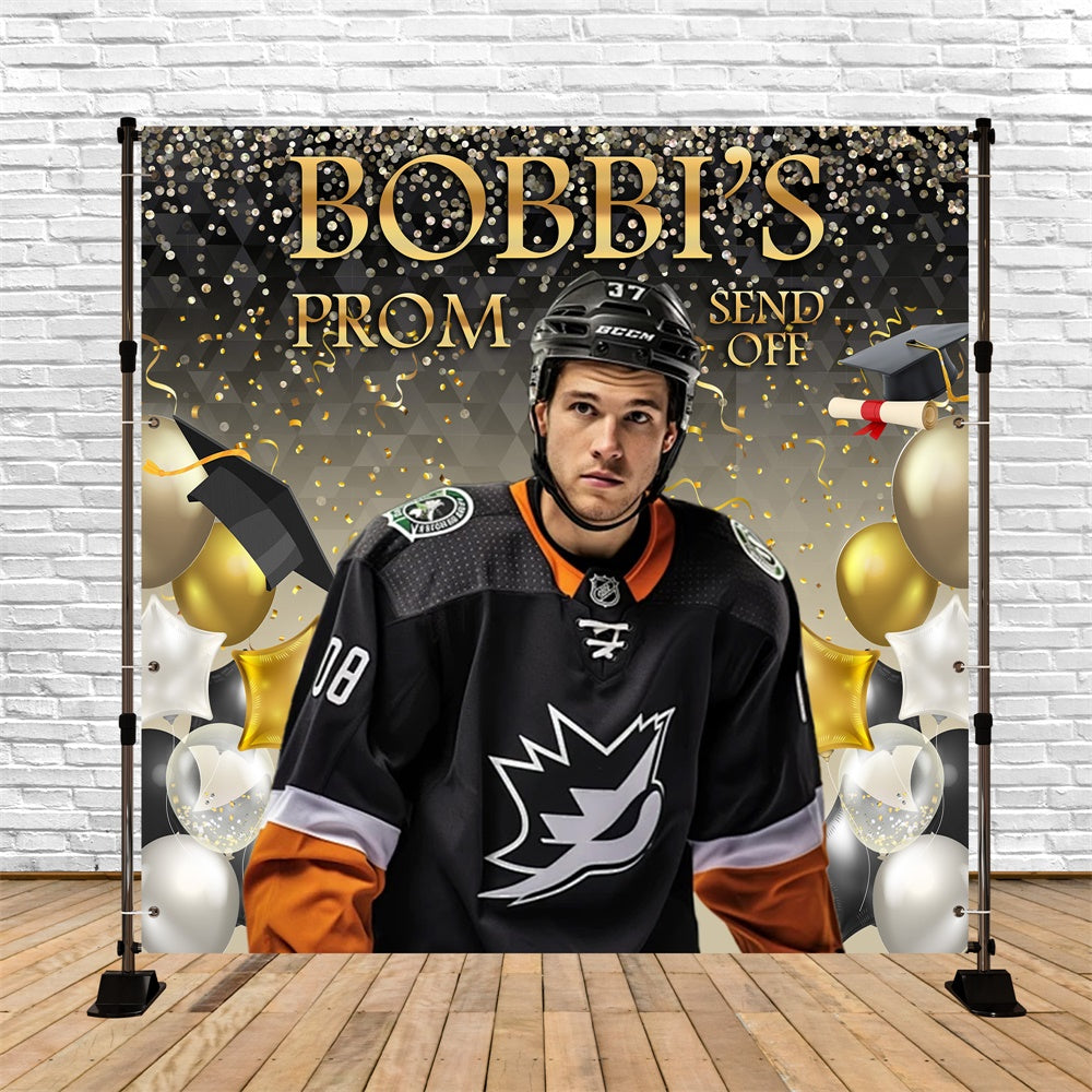 Prom Backdrop Confetti Balloons Sports Customized Graduation Party Backdrop MRR5-41