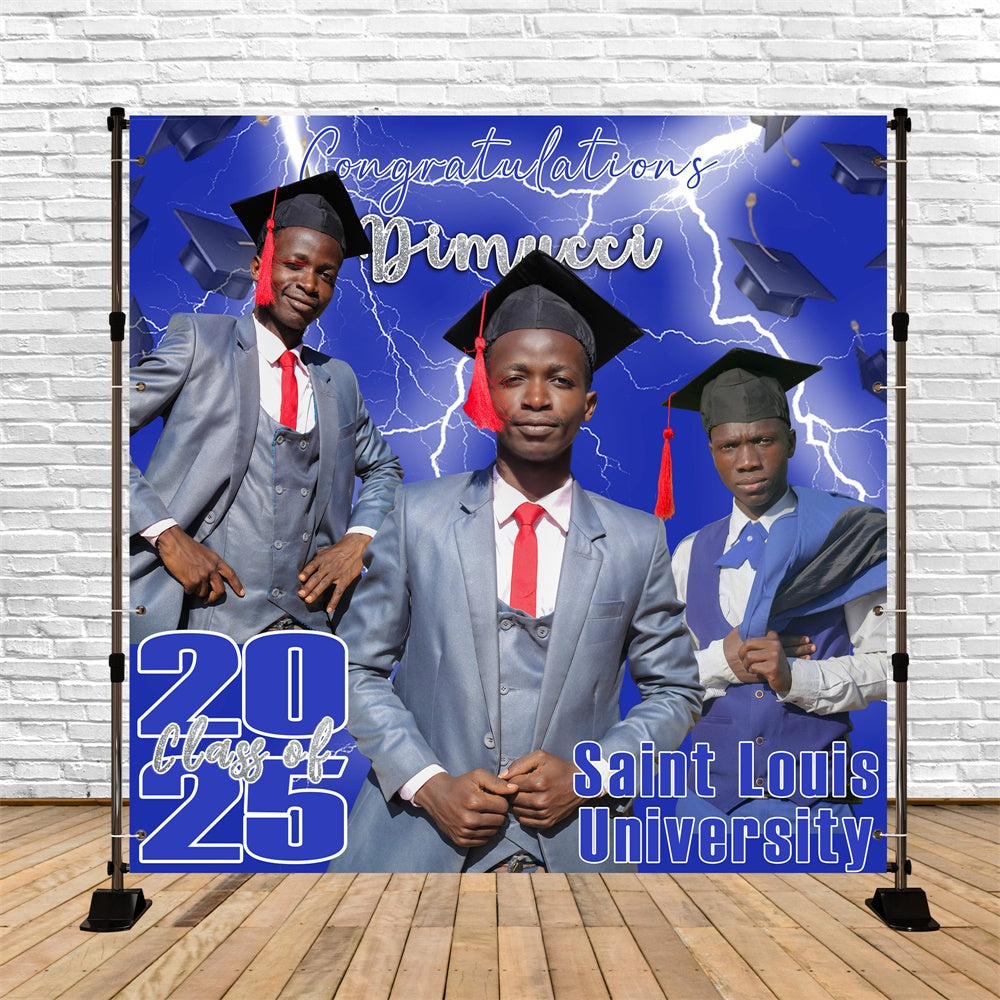 2025 Graduation Backdrop Electric Storm Custom Graduation Party Backdrop MRR5-42