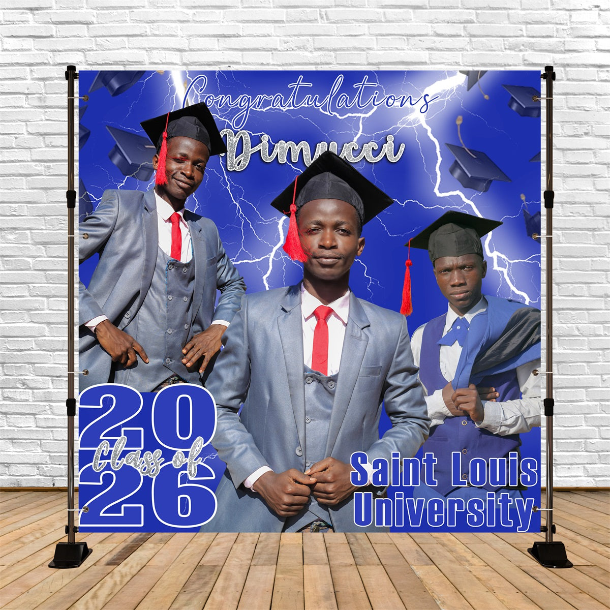 2026 Graduation Backdrop Electric Storm Custom Graduation Party Backdrop MRR5-42