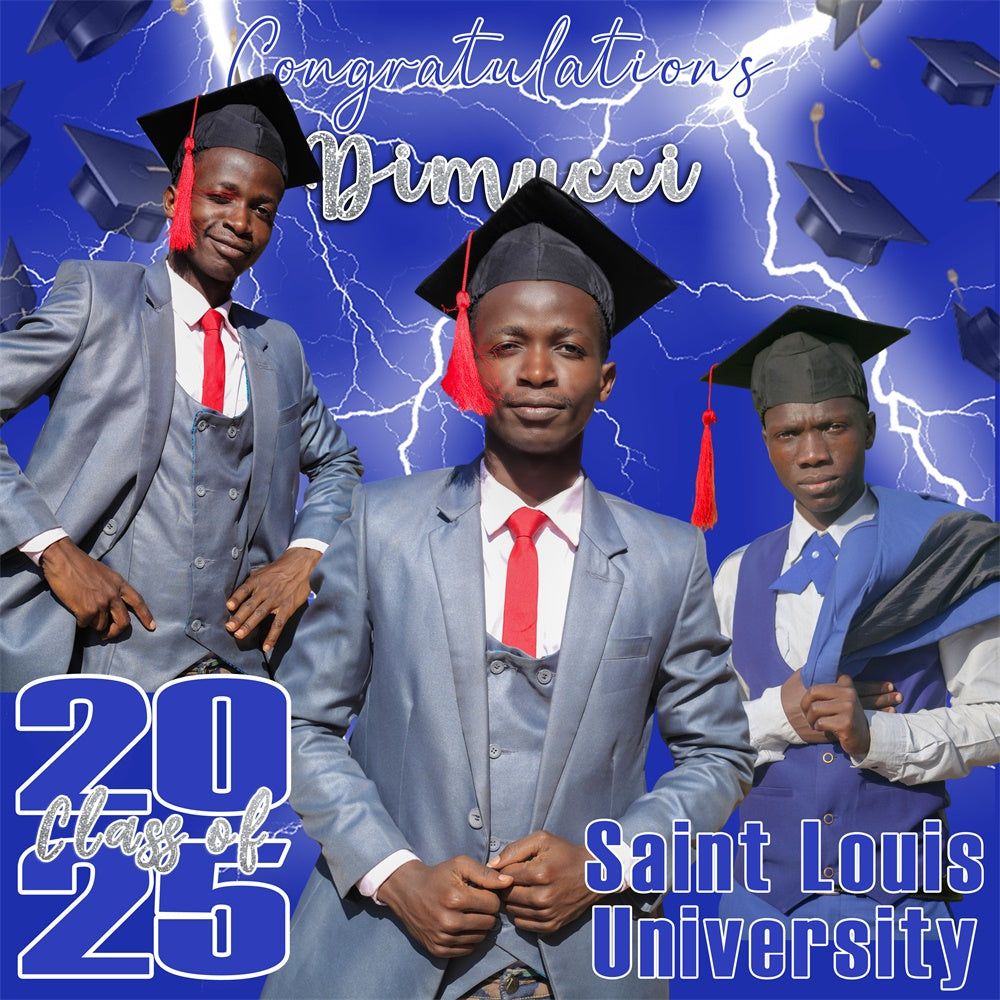 2025 Graduation Backdrop Electric Storm Custom Graduation Party Backdrop MRR5-42