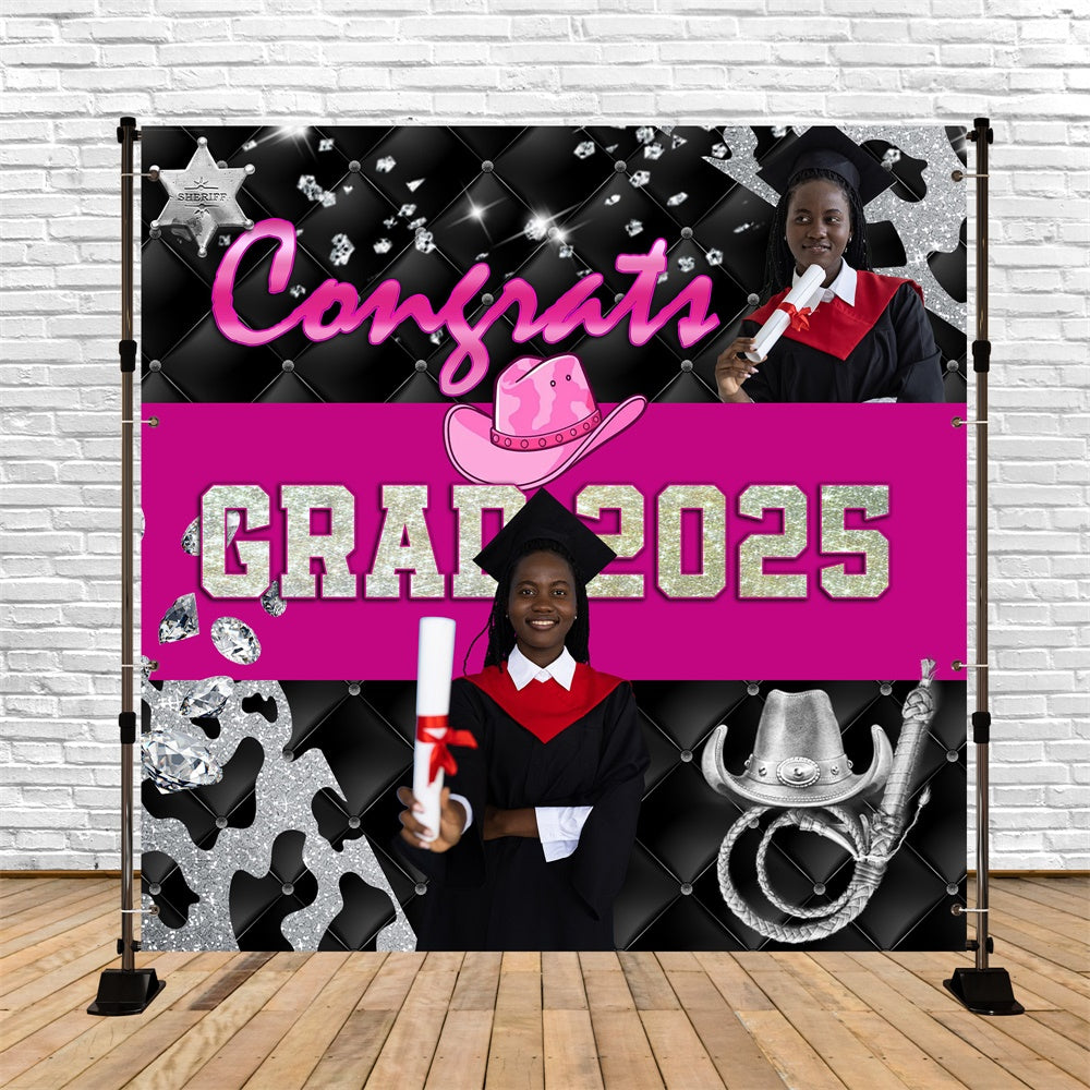 Personalized Graduation Backdrop Cowgirl Sparkle Graduation Party Backdrop MRR5-43